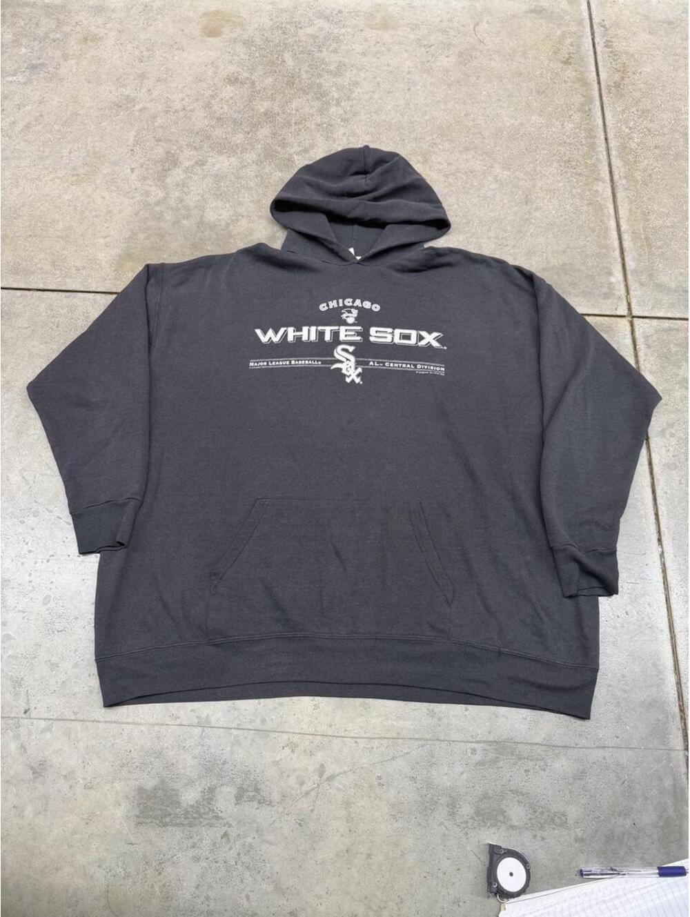 vintage chicago white sox faded black spell out csa hoodie size xxl